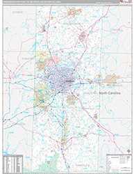 Greensboro-High Point Metro Area Wall Map Premium Style 2026